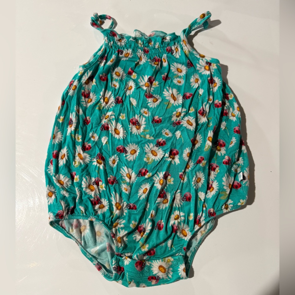 Posh Peanut Teal Floral Baby Outfit